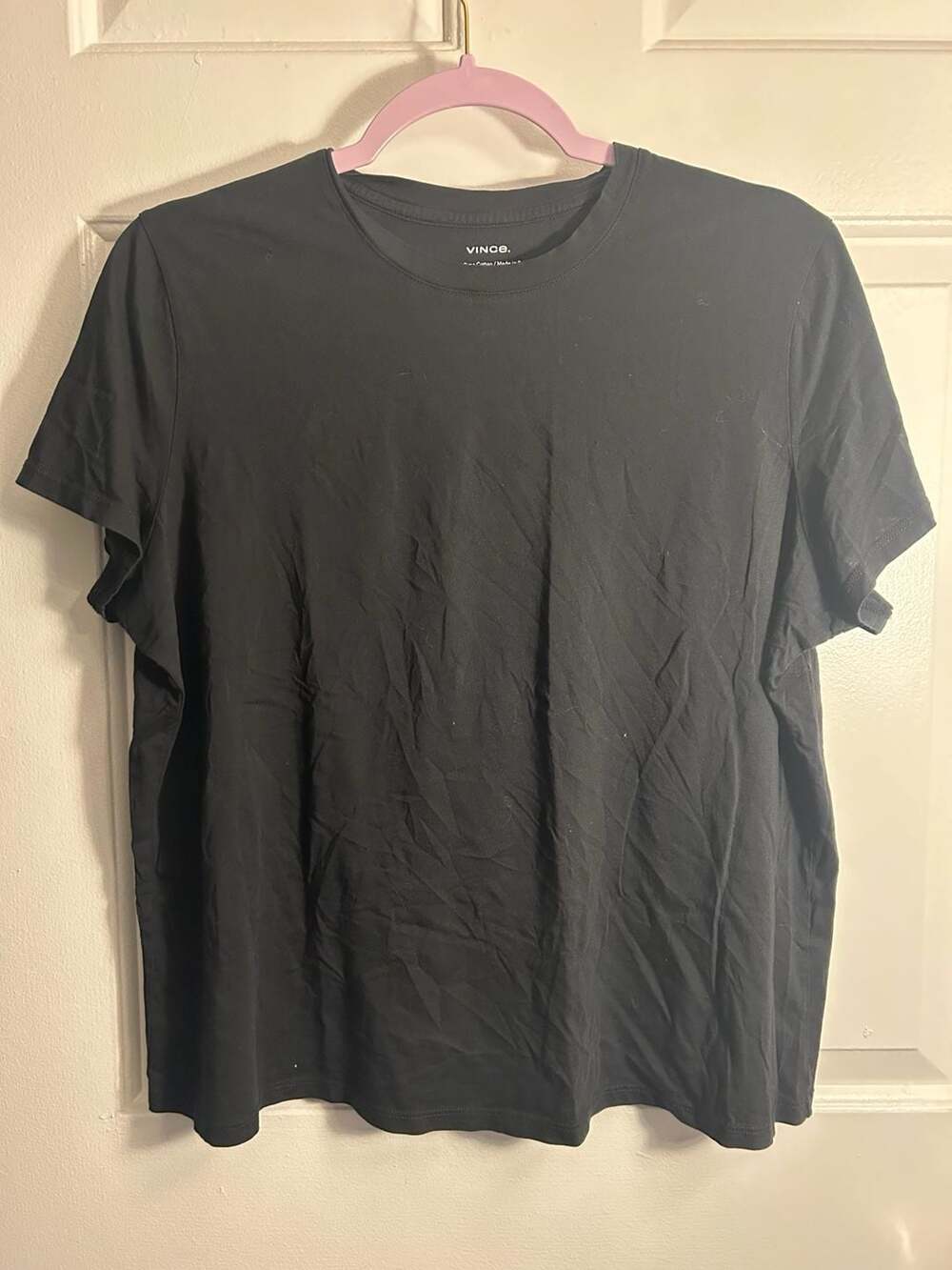 Vince Pima Cotton T-Shirt Size 1X Black Crewneck
